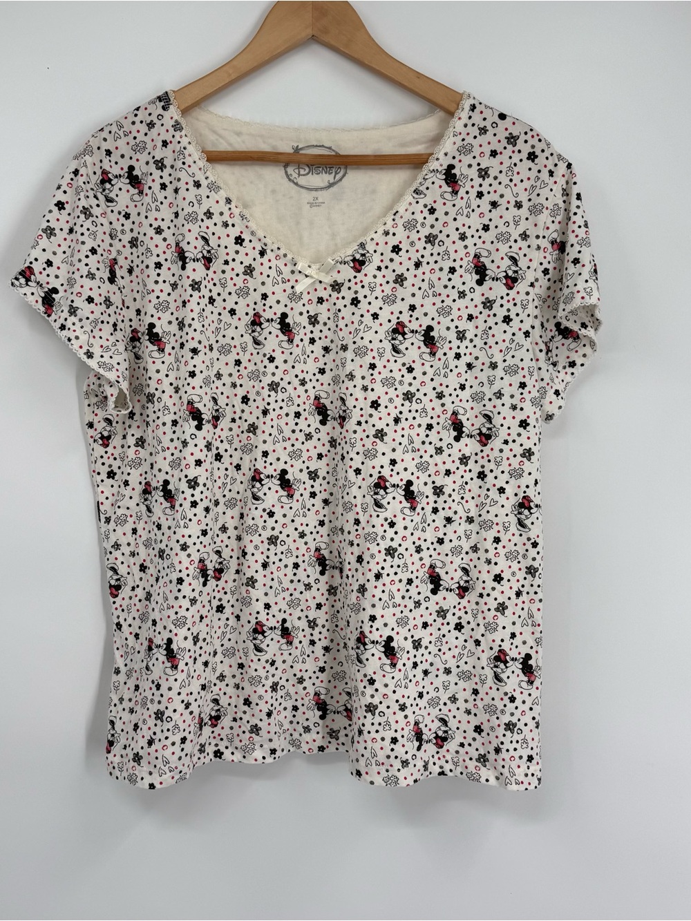 Disney Mickey Minnie Two Piece Pajama Set SIZE 3X Short Sleeve Cotton Polka Dot - Picture 2 of 9